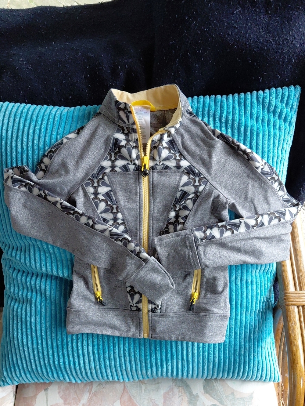 Ivivva Girls' Gray Zip Hoodie with Yellow Accents